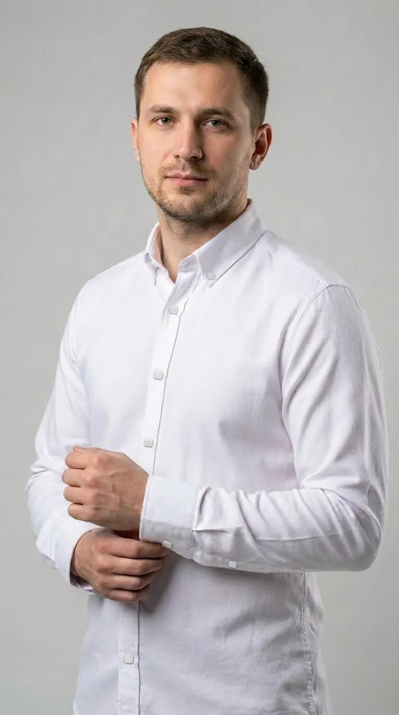 Мужская приталенная рубашка Slim Fit (White Oxford)