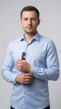 Мужская приталенная рубашка Slim Fit (Light Blue) view 1