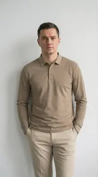 Мужское бежевое поло BOSSADO (Песочный меланж) view 1