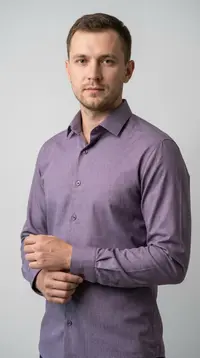 Мужская приталенная рубашка Slim Fit (Lavender Melange) view 1