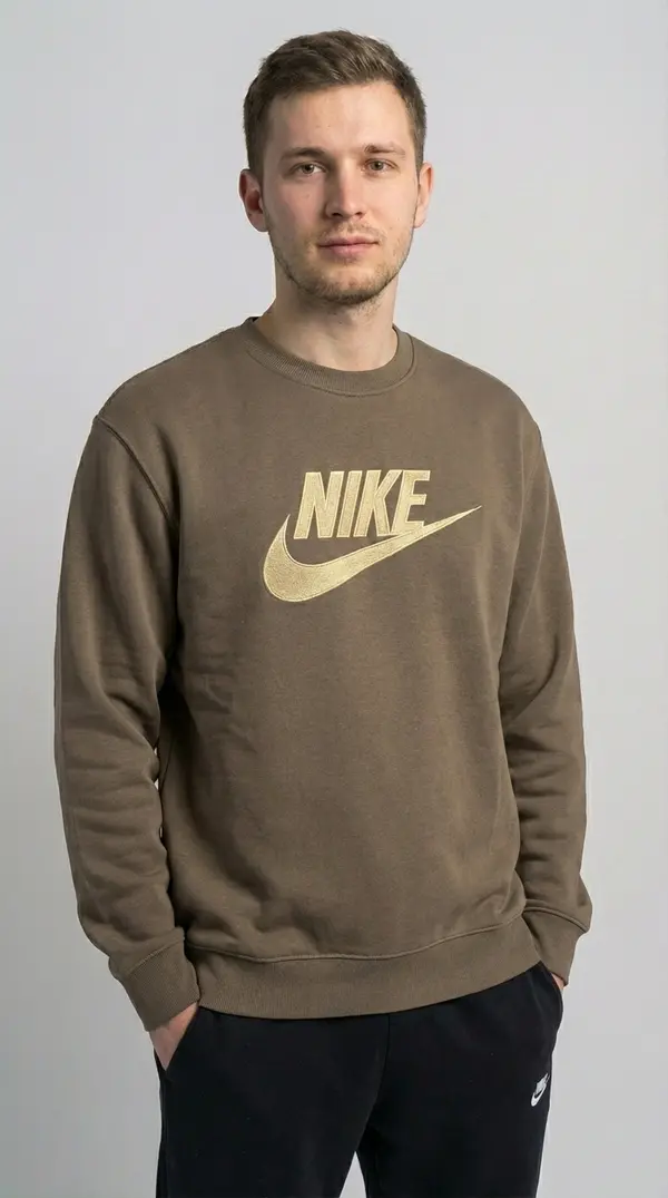 Мужской свитшот Nike Style (Оливковый меланж)