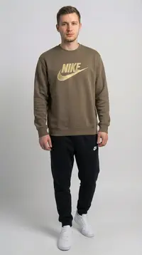 Мужской свитшот Nike Style (Оливковый меланж) view 2