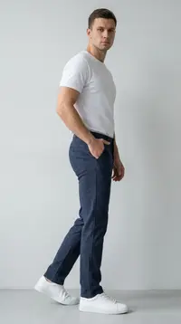 Мужские зауженные брюки – темно-синий меланж view 2