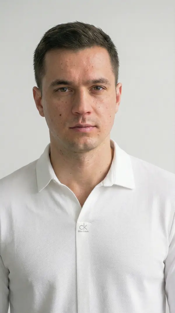 Мужской белый лонгслив-поло BOSSADO (Премиум хлопок)