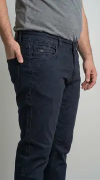 Мужские фактурные джинсы темно-синие (Микродизайн) view 2