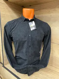 Мужская рубашка микровельветовая Slim Fit (Графит) view 3