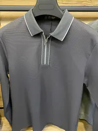 Мужское поло с длинным рукавом (лонгслив) BOSSADO — серый с белым кантом view 3