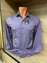 Мужская приталенная рубашка Slim Fit (Lavender Melange) view 3