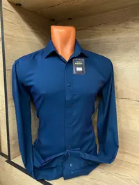 Мужская приталенная рубашка Slim Fit (Deep Blue) view 3