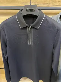 Мужское поло с длинным рукавом (лонгслив) BOSSADO — темно-синий с белым кантом view 3