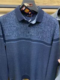 Мужской синий джемпер-поло (Комбинированная вязка) view 3