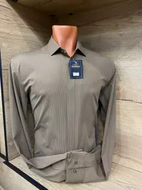 Мужская приталенная рубашка Slim Fit (Кофейный микродизайн) - Скрытая застежка view 3