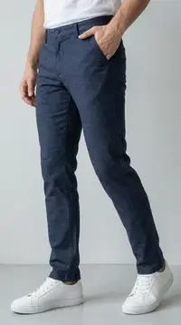 Мужские зауженные брюки – темно-синий меланж view 3
