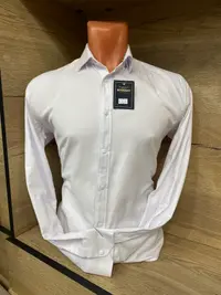 Мужская приталенная рубашка Slim Fit (White Oxford) view 3